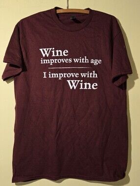 Women's Gildan Maroon Wine Graphic Short Sleeve Tee.